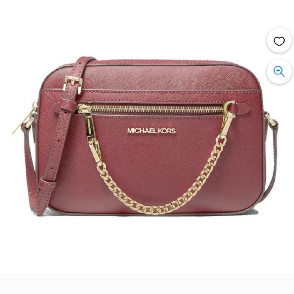 Michael Kors Dark Cherry Zip Chain Crossbody Bag
